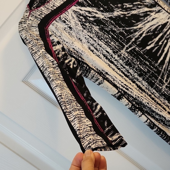 Bloomingdale's Chequer 3/4 Sleeve Black/White and Pink Detail Dress Size 4 - Picture 7 of 15